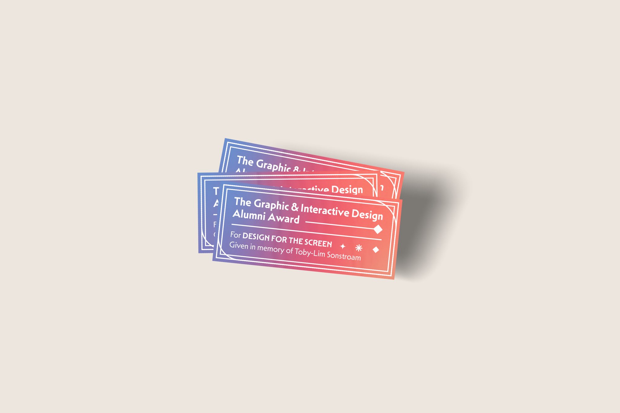 Alumni award stickers on gradient vinyl