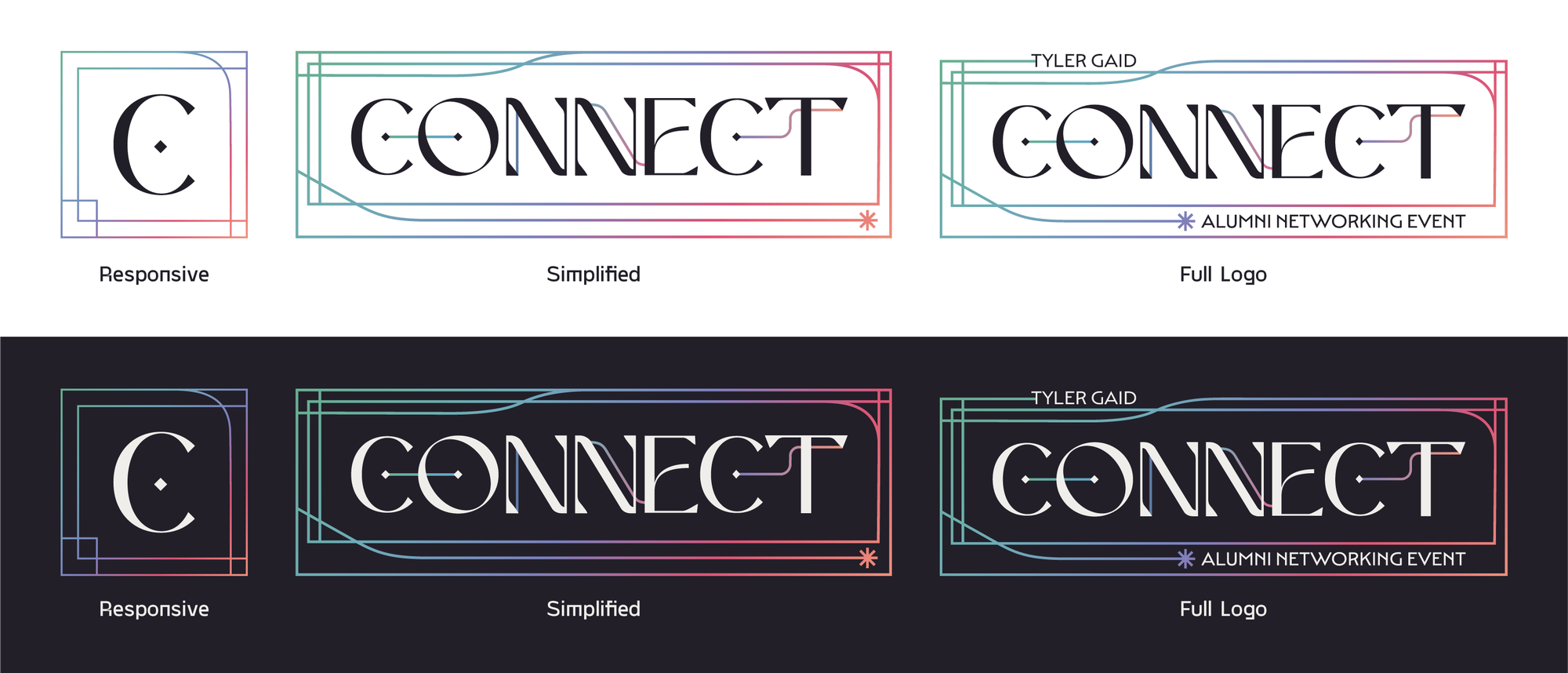 Finalized logo: responsive, simplified and full lockups in light and dark versions